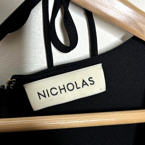 NICHOLAS Nadia Bandeau Halter Ruched Maxi Dress Black Sz 2 $495 {3J16} - Picture 6 of 8